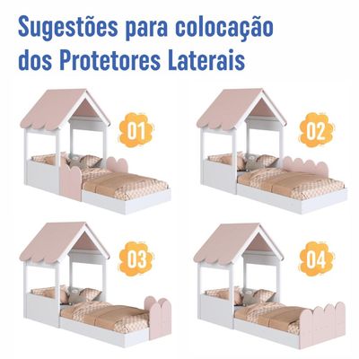 Cama Infantil Montessoriana Casinha Branca e Rosa Completa Móveis