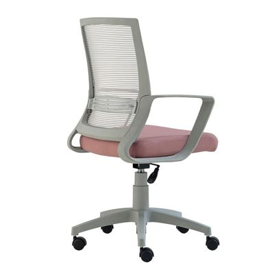 Cadeira de Escritório Giratória Stay Roal Cinza com Encosto em Tela Assento Rosa Base em Nylon