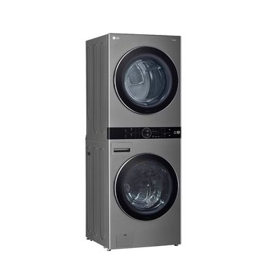 Lavadora e Secadora Elétrica Smart LG WashTower WK17VS6A 17 Kg Aço Escovado com Inteligência Artificial AIDD - 220v
