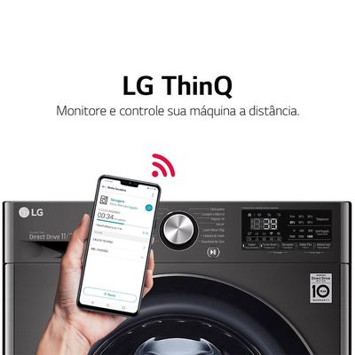 Lavadora e Secadora Elétrica Smart LG WashTower WK17VS6A 17 Kg Aço Escovado com Inteligência Artificial AIDD - 220v