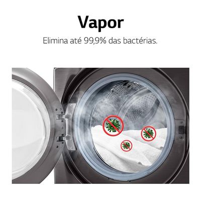 Lavadora e Secadora Elétrica Smart LG WashTower WK17VS6A 17 Kg Aço Escovado com Inteligência Artificial AIDD - 220v
