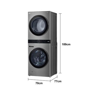 Lavadora e Secadora Elétrica Smart LG WashTower WK17VS6A 17 Kg Aço Escovado com Inteligência Artificial AIDD - 220v