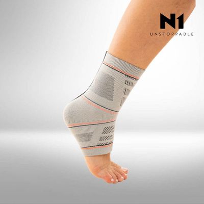 N1 Sport Tornozeleira Training Fechada Cinza M Knit 3D com C