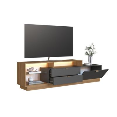 Rack para TV até 55 Polegadas 200cm com Nichos 2 Gavetas Pra