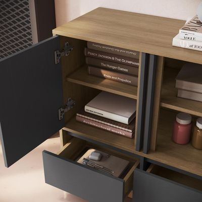 Armario Balcão de Escritório 80cm com 2 Portas e Gavetas Lar
