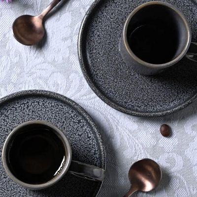 Aparelho de Jantar Cerâmica Porto Brasil Azul Basic Dove 20pçs Pratos e Xícaras de Café com Pires