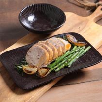 12 peças para Sushi Cerâmica Travessas Retangulares Ramekins Juta Preto Matte Porto Brasil