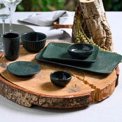 Jogo para Sushi 12 Peças Cerâmica Juta Greenery Porto Brasil Servir Travessas Ramekin 57ml