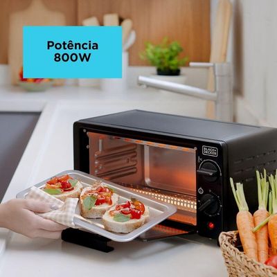 Forno Elétrico Black+Decker FT9N 9L Timer 60min Vidro Temperado 250°C preto / 220