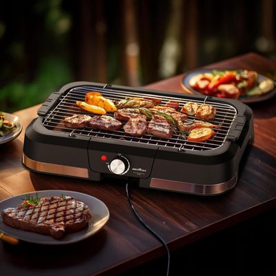 Churrasqueira Elétrica Britânia BCQ40 com Seletor de Temperatura e Revestimento Antiaderente  Preta e Inox Preto,Inox / 110