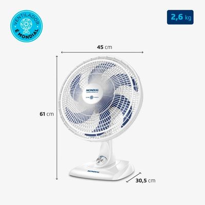 Ventilador de Mesa 40cm Mondial Super Power VSP-40-W 6 Pás 3 Velocidades Branco Branco / 110