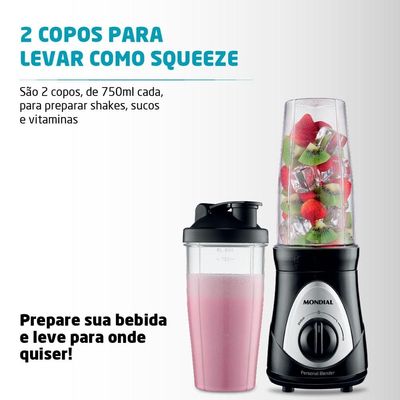 Liquidificador Mondial Personal Blender DG 01 Preto 300W com 2 Velocidades Preto