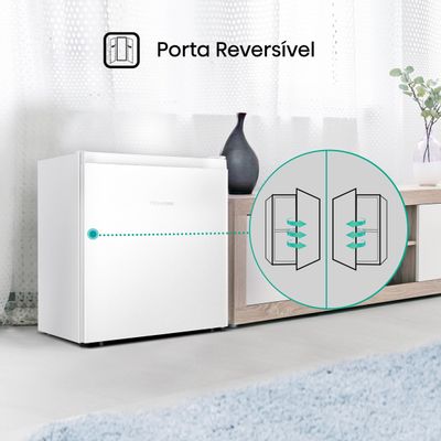 Frigobar Hisense RR58NW com Porta Reversível Branco – 44 litros Branco / 110