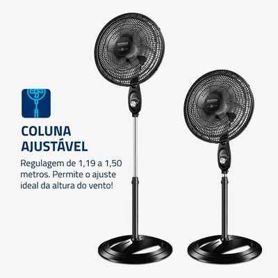 Ventilador de Coluna 40cm Mondial Super Power VSP40C 6 Pás 3 Velocidades Preto/Prata Preto,Prata / 110