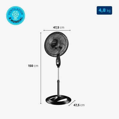 Ventilador de Coluna 40cm Mondial Super Power VSP40C 6 Pás 3 Velocidades Preto/Prata Preto,Prata / 110