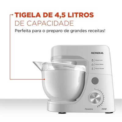 Batedeira Planetária Mondial BP-03W-2B com 12 Velocidades e 700 W - Branca Branco / 110
