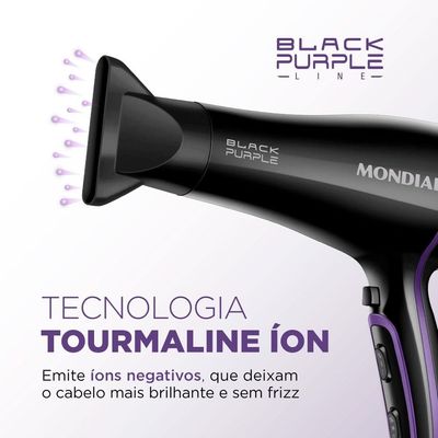 Secador de Cabelos Mondial Black Purple SCN-01 com Tourmaline Íon 2000W - Preto Preto / 110