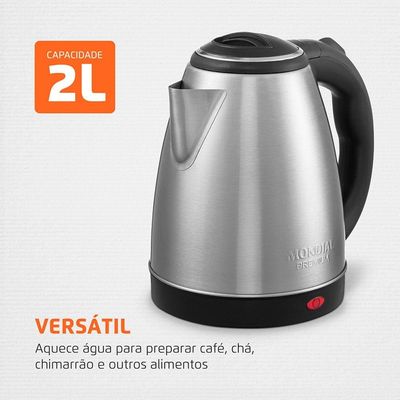 Chaleira Elétrica Mondial Pratic CE-06 com Capacidade de 2L - Inox Preto,Inox / 220