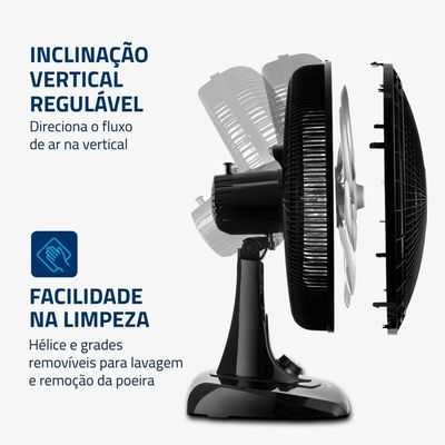 Ventilador de Mesa 40cm Mondial Super Power VSP-40-B 6 Pás 3 Velocidades - Preto Preto / 220