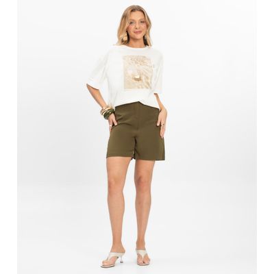 T- shirt Overzised Meia Malha Feminina Rovitex Bege G / Bege