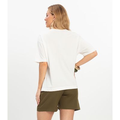 T- shirt Overzised Meia Malha Feminina Rovitex Bege G / Bege