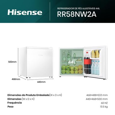Frigobar Hisense RR58NW com Porta Reversível Branco – 44 litros Branco / 220
