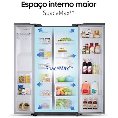 Geladeira Samsung Side By Side Digital Inverter RS60T5200S9 Frost Free com All Around Cooling e Spacemax Inox Look – 602 L Inox / 220