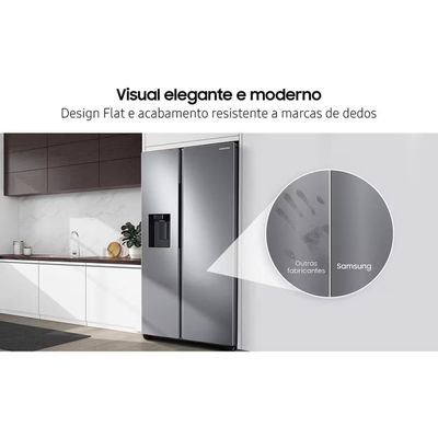Geladeira Samsung Side By Side Digital Inverter RS60T5200S9 Frost Free com All Around Cooling e Spacemax Inox Look – 602 L Inox / 220