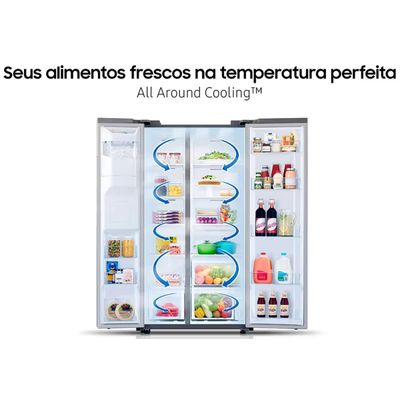 Geladeira Samsung Side By Side Digital Inverter RS60T5200S9 Frost Free com All Around Cooling e Spacemax Inox Look – 602 L Inox / 220