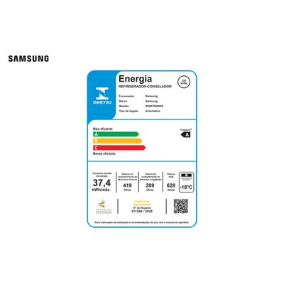 Geladeira Samsung Side By Side Digital Inverter RS60T5200S9 Frost Free com All Around Cooling e Spacemax Inox Look – 602 L Inox / 220