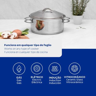 Jogo de Panelas Tramontina Solar 3 Peças Aço Inox Fundo Triplo