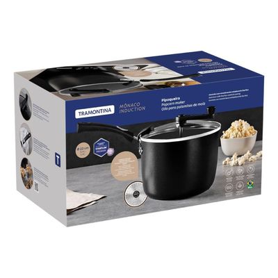 Pipoqueira Tramontina Mônaco Alumínio Indução Starflon 22 cm 5,4 Litros Preto