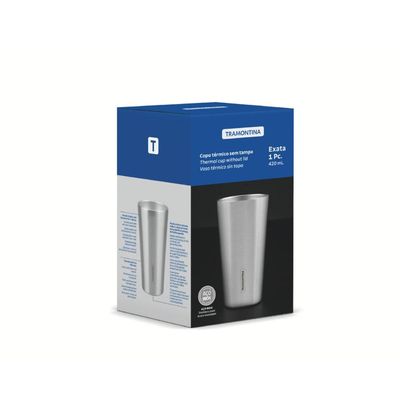 Copo Térmico Tramontina Exata em Aço Inox sem Tampa 420 ml