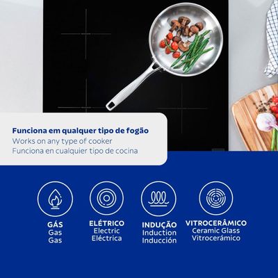 Frigideira Tramontina Grano Aço Inox e Corpo Triplo 30 cm 3,4 L