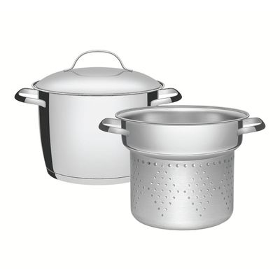 Jogo Cozi-Pasta Tramontina Allegra em Aço Inox com Fundo Triplo 2 Peças 20 cm