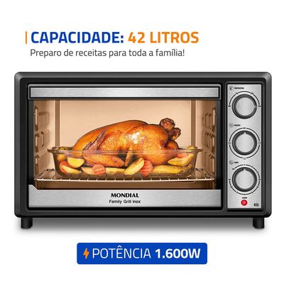 Forno Elétrico 42L Mondial Family II FRN-42-BI Preto com Inox 220V UNICA