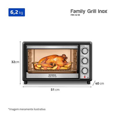 Forno Elétrico 42L Mondial Family II FRN-42-BI Preto com Inox 220V UNICA