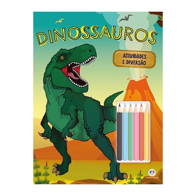 Livro Infantil Ciranda Cultural Dinossauro com Lápis de Cor UNICA