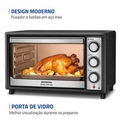 Forno Elétrico 42L Mondial Family II FRN-42-BI Preto com Inox 220V UNICA