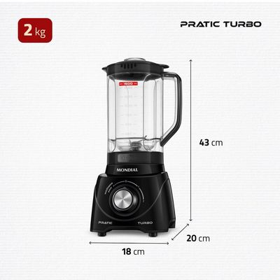 Liquidificador Mondial Pratic Turbo L98B Preto 220V UNICA
