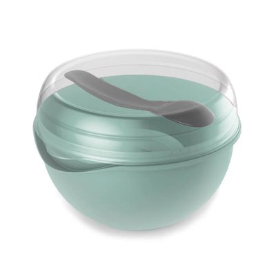 Marmita Redonda em Plástico com Colher Plasvale 550ml Verde UNICA
