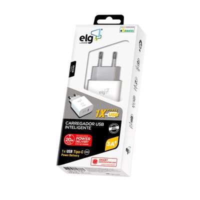 Carregador de Parede ELG WCPD Universal Saída USB Tipo-C Branco UNICA