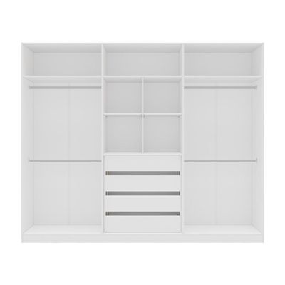 Guarda-Roupa Casal com Espelho Madrid 6 Portas 4 Gavetas Branco e Azul