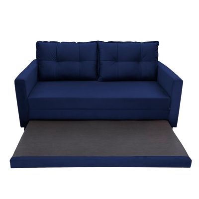 Sofá-Cama Casal 3 Lugares Trancoso Suede Azul