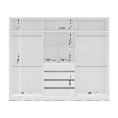 Guarda-Roupa Casal com Espelho Madrid 6 Portas 4 Gavetas Branco e Azul