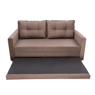 Sofá-Cama Casal 3 Lugares Trancoso Suede Liso Tabaco
