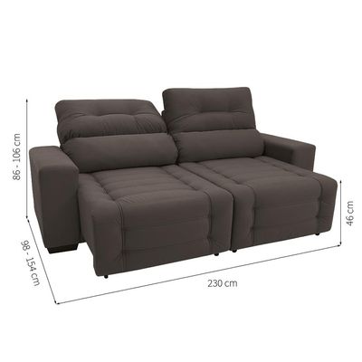 Sofá Retrátil e Reclinável 3 Lugares Blenda I Suede Café