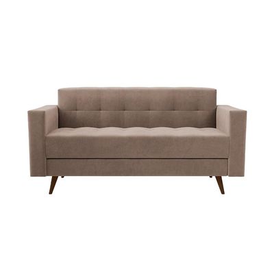 Sofá 2 Lugares Vitrola Suede Tabaco