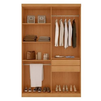 Guarda-Roupa Solteiro com Espelho Malibu 100% MDF 4 Portas 2 Gavetas Imbuia e Off White