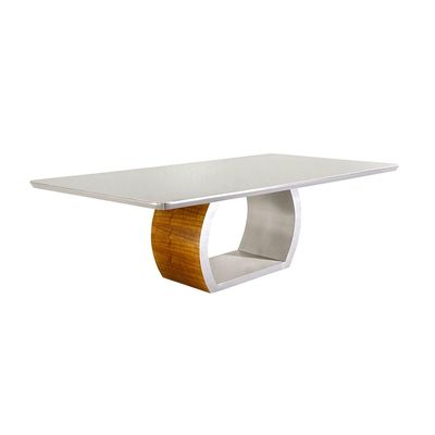Mesa de Jantar Retangular com Tampo de Vidro Lavanda Cinamomo e Off White